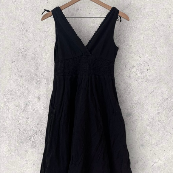 Anthropologie Maeve Midi Black Spring Smocked Dress - Picture 6 of 7
